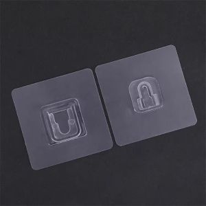 (1 PAIR) Transparent Adhesive Double-Sided Wall Hook Heavy Duty Strong Sticky Multi-purpose Hanger