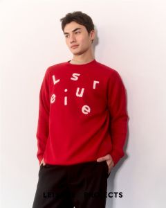 (Leisure Projects) Messy Logo Jumper เสื้อ Jumper ไหมพรมทรง over size ทอลาย ลายกราฟฟิค Messy Leisure Projects logo กลางอก