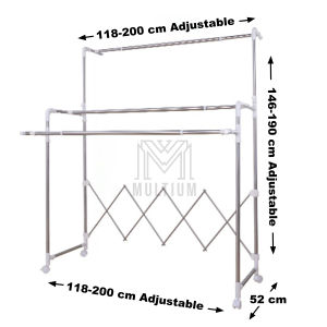 Upgraded H Type 2M (4 Poles) -Stainless Steel Retractable Indoor and Outdoor  | Clothes Rack for Drying Towels Sheets Laundry and Household  | | Easy Storage Collapsible Laundry Rack