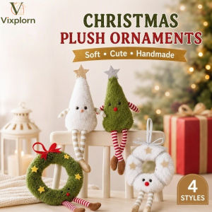 Vixplorn Christmas Plush Hanging Ornament Cute Tree Wreath Doll Soft Decor For Home Party Door