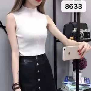 Fresh Style Turtle Neck Sleeveless Women Knit Sweater Top Hs-8633