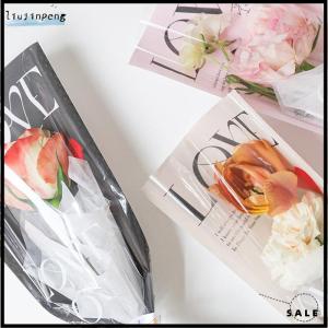 [liujinpeng] 20pcs LOVE Transparent Rose Packaging Bags Flower Bouquet Plastic Bag Bouquet Single Wrapping Paper One Straight Bag Flower Packaging