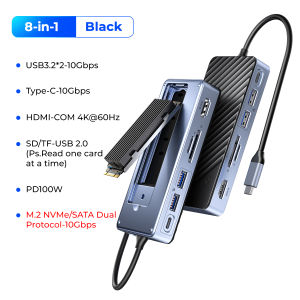 ORICO M.2 SSD Enclosure with Docking Station USB C 10Gbps PD 100W RJ45 SD/TF 4K HDMI for Laptop