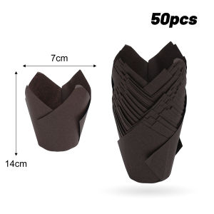 50Pcs Ins Elegant Tulip Baking Cups Paper Mould Disposable Muffin Cupcake Heat-resistant Oil Resistant Liners Baking Tools Cake Wrapper for Party Wedding Birthday Christmas