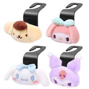 Sanrio Anime Kuromi Cinnamoroll My Melody Plush Car Seat Headrest Hook Auto Back Seat Organizer Storage Holder Car Accessories