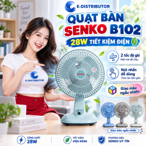 Quạt bàn Senko B102 28W 3 cánh 20cm nhỏ gọn cho bàn học bàn làm việc