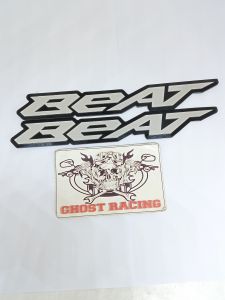 Emblem motor Honda beat / stiker logo beat aluminium mirror 1 set kiri kanan