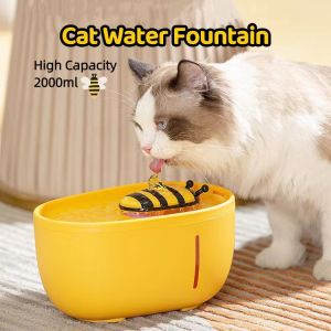 Pet Wonderland Automatic Cat Water Fountain 2000ml Cat Smart Drinking Flowing Fountain Pet Water Feeder Dispenser W/ Filter