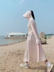 【Ship in 24H】Sunscreen jacket防晒衣 防晒外套2025电动车冰丝长款宽松防晒衣女防紫外线薄款过膝皮肤衣3.20