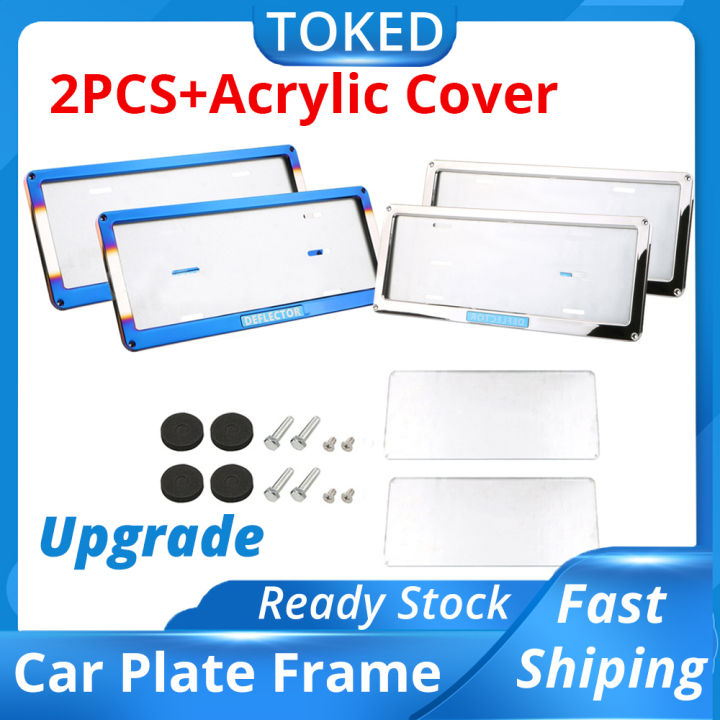 Original 24 hours delivery Upgrade 2PCS License Plate Frame LTO Metal Chrome License Plate Frames Universal Car License LTO Plate Covers Car Plate with Acrylic Cover Car Plate Holder Lazada Lazada PH