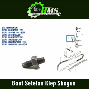 Baut Setelan Klep Shogun (Harga Per 1 PCS) - Baud Mur Mor Stelan Klep Screw Valve Suzuki Smash