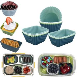 KOQZM 12pcs Reusable Silicone Cupcake Baking Cups Non-Stick Muffin Liners Molds Sets Bento Lunch Box Dividers Pastry Cake Molds