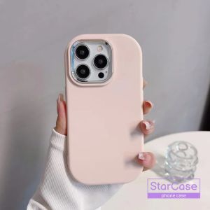 Case For iPhone 16 15 14 13 12 11 Pro Max XR X XS  Max 8 + 7 Plus iPhone 15 Pro Max 12 13 14 Pro Max 16 Pro Max Phone Case Oval Solid Color Soft Silicone Shockproof Phone Case Luxury Plating Metal Lens Simple Solid Color Soft Case