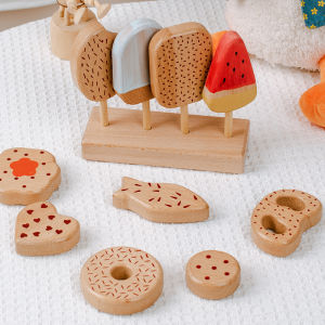 Natural beech wood childrens simulation toys role-playing simulation of popsicles cookies and desserts stores holiday gift