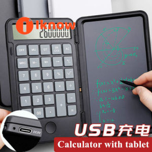 I know Calculator Basic Office Calculators with 6.5 Inch Writing Tablet and Pen Rechargeable Multifunctional Foldable Portable Mute Calculator Notepad for Home School Meeting and Study