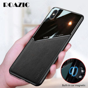 Roazic Cho iPhone X/XS vỏ điện thoại Da Bìa Được Xây Dựng Trong Xe Hơi Kim Loại tấm kính Ốp bảo vệ PW-1