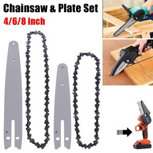 ELITEDEALSHUB 1Set for Electric Saw Chain Guide Plate Set Electric Saw Parts Logging Pruning Chain Saw Plate Durable 4/6/8 Inch Saw Chain Kit