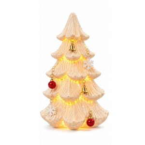 DOWNA Glowing Christmas Tree Resin Warm White Light Tabletop Decorative Craft USB Powered LED Night Light Christmas Decor