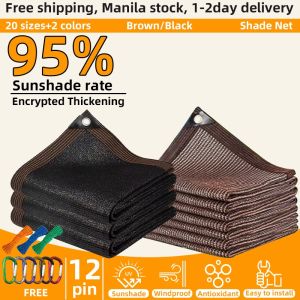 Black/Brown Anti-UV Sun Shade Net Makapal Heavy Duty Outdoor Garden Plant Cover for Yard Pergola