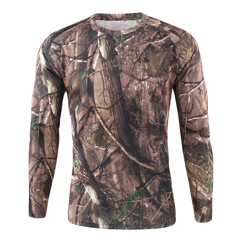 Army t shirt men outdoor tactical military t-shirts camouflage long sleeve  sports shirts breathable climbing fishing clothing