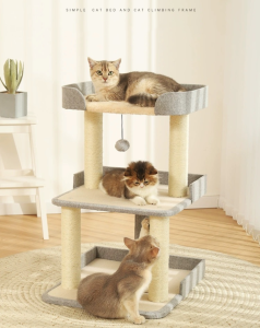 Cat Tree House Cat Condo Climbing Pole Cat Bed Cat Playground Scratches 3 Tier Unassembled
