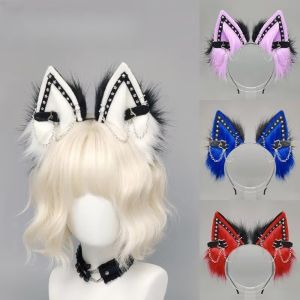 DIVATEN Bendable Fox Ear Headband Y2K Dark Punk-Style Cosplay Ear Hairband Stylish Metal Punk Ear Headwear Cosplay Party