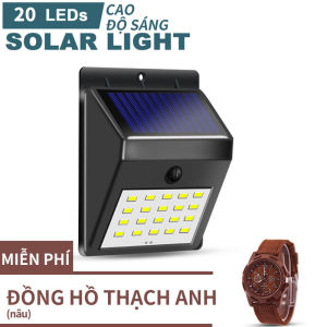 Đèn chiếu sáng mặt trời 20 LED chống thấm nước 20 đèn LED Tặng đồng hồ thạch anh miễn phí