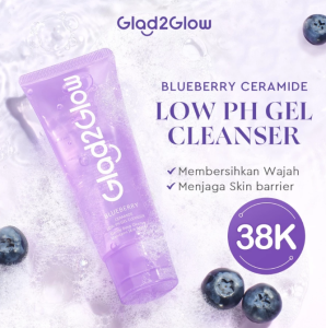 Glad2Glow Blueberry Ceramide Low pH Gel Cleanser sabun cuci muka G2G facial wash Acne Prone Skin Friendly Facial Wash Acnes