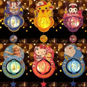 OKDEALS แพคเกจวัสดุ DIY Sanrio Lantern งานทำมือ แบบพกพาได้ โคมไฟเทศกาลโคมไฟ  เรืองแสงในที่แคบ ไฟของเล่นเด็ก เด็กๆเด็กๆ