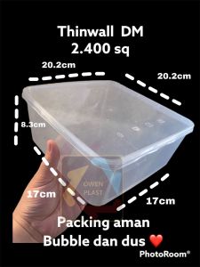THINWALL DM/KOTAK MAKAN PLASTIK JUMBO MEREK DM 2400ML ISI 25 SET WADAH DAN TUTUP