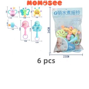 Momsoee Baby Teether Rattle Teething Kit Mainan Gigitan Bayi Silikon PP Gigitan Bayi Lucu WJ03