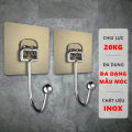 Móc Dán Tường Inox 304 Siêu Dính Treo Đồ Nhà Bếp, Móc Đôi Cường Lực Cao Cấp. 