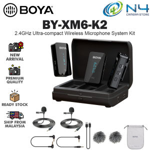 BOYA BY-XM6-K2 Wireless Lavalier Microphone Portable Audio Video Recording Mic with Charging Case for Smartphone Camera