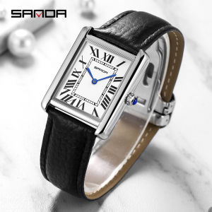 SANDA Luxury Brand Business simple Watch Women Quartz Leather Band Waterproof Clock creative Wristwatch