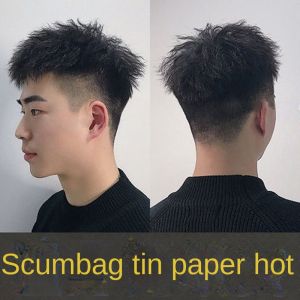 100% Human Hair Mens Toupee Fashion And Handsome Style Hair Piece Breathable Net Hair Replacement Natural Color  Short Hair Wig For Men