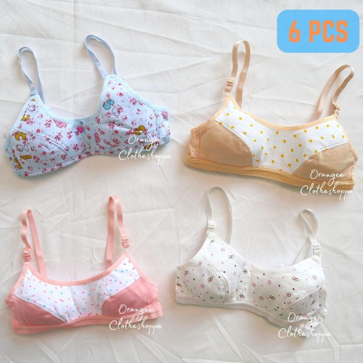 6Pcs Printed Baby Bra For Teens 9 to 14 years old Assorted Color