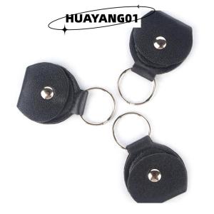 HUAYANG01 [HOT FASHION] 1 Pcs Guitar Picks Holder Case Black Faux Leather Keychain Plectrum Cases Bag