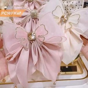 【PCWFKef】 Hàn Quốc Phong Cách Ngọt Ngào Thời Trang Cô Gái Công Chúa Tóc Clip Rhinestone Lớn Bow Kẹp Tóc Cho Phụ Nữ Mũ Nón Mùa Xuân Clip Tóc Phụ Kiện