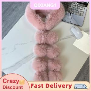 QIXIANG1 Dài Faux Fox Fur Khăn Phụ Nữ Mùa Đông Ấm Mềm Lông Khăn Quàng Cổ Giản Dị Phụ Nữ Ngoài Trời Cổ Ấm Cổ Áo