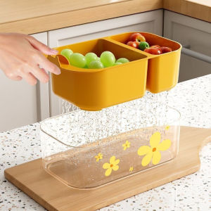 Stackable Draining Basket Space Saving Double Layered Fruit Basket Kitchen Storage Container Plastic Nut Snack Box