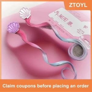 【ZTOYL】 วิกผมนางเงือกสำหรับเด็กผู้หญิงกิ๊บติดผมหางม้าสีรุ้งสำหรับเด็กคลิปผมต่อวิกผมสีสันสดใสอุปกรณ์เสริมผมผมเปีย