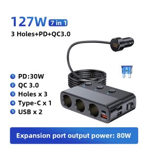 Car Charger Car Splitter Super Fast Charging PD TypeC QC3.0 USB High Power 228W 226W 127W Quick Charge