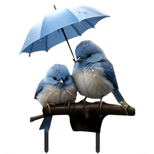 Adorable Blue Bird Acrylic Garden Stake with Umbrella Design for Outdoor Decors Waterproof Sign