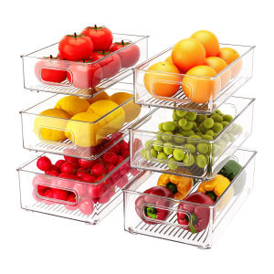 Refrigerator freezer Organizer Food Storage Box With handle box Makeup Box Bins Stackable Fridge