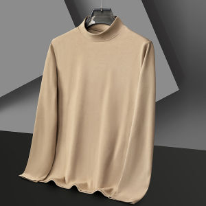 IELGY Long-sleeved mens T-shirt autumn and winter solid color half-high collar mens simple casual sweater