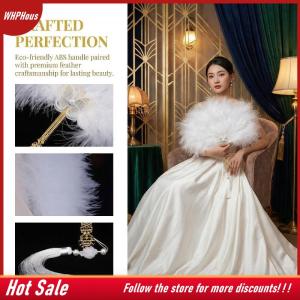 【COD】🔥🔥🔥 Ostrich Fan Round Shape Lolita Golden Hollow Handle Gothic Court Elegant Prop for Wedding Photoshoot
