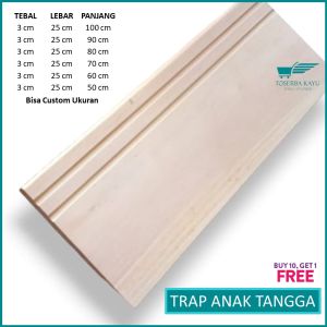 Papan Kayu Anak Tangga Mahoni  Tebal 3 cm Lebar 25cm