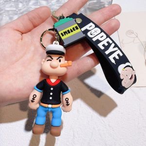 HEFEI Dễ thương Móc Khóa Thủy Thủ Popeye Hoạt hình Sáng Tạo Phụ Kiện Móc khóa xe hơi Đồ chơi silicon Mô hình anime  dây chuyền ba lô Sinh viên
