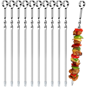 【COD+Stock】30 PCS Stainless Steel Kabob Skewers Reusable BBQ Outdoor Barbecue Shish Kabob Sticks Skewers