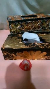 Tempat Tisue Meja Painting / Kotak Tisue Kayu Real Pict Cantik dan Elegant